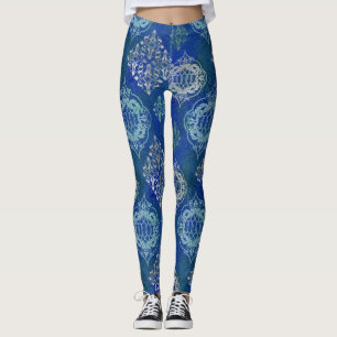 Modern Arabesque Moroccan Tile BOHO Art Pattern Leggings