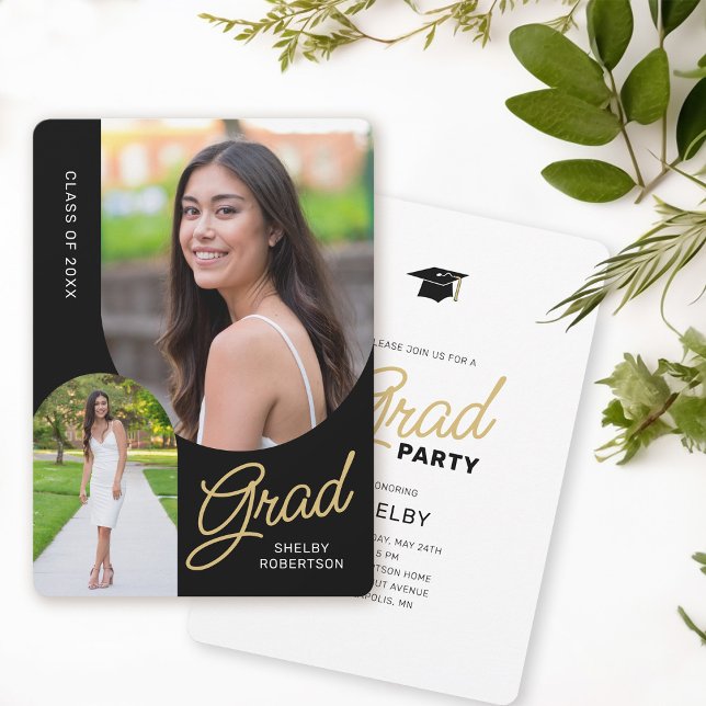 Modern Arch 2 Photo Grad Party Invitation (Creator Uploaded)