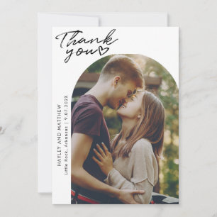 Modern Arch 2 Photos Elegant Wedding Thank You Card
