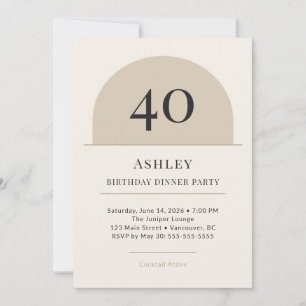Modern Arch 40th Birthday Dinner Party Invitation