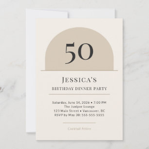 Modern Arch 50th Birthday Dinner Party Invitation