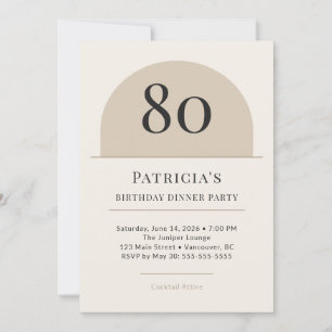 Modern Arch 80th Birthday Dinner Party Invitation