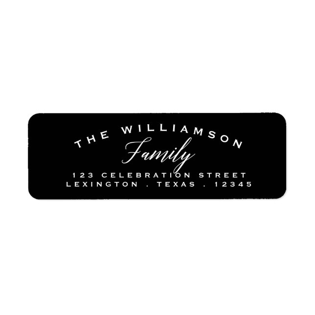 Modern Arch Address Label Black | White (Front)