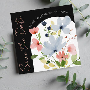 Modern Arch Black and Blush Floral Save The Date