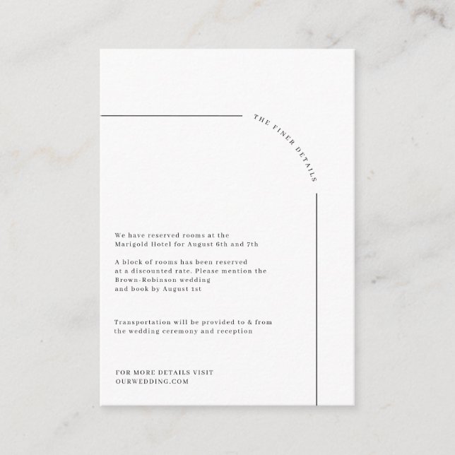Modern Arch Black and White Wedding Enclosure Card (Front)