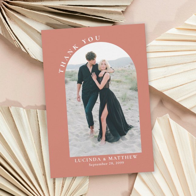 Modern Arch Boho Wedding Thank You Card (Creator Uploaded)
