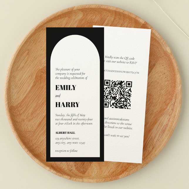 Modern Arch Bold Typography QR code Long Wedding Invitation (Creator Uploaded)