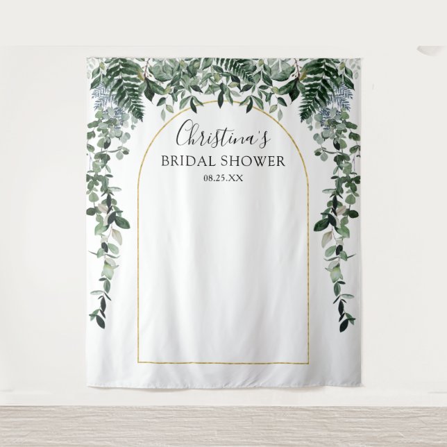Modern arch botanic Bridal Shower photo booth prop Tapestry (Front)
