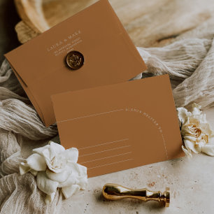 Modern Arch Brunt Orange Wedding Envelope