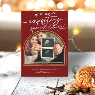 Modern Arch Christmas Pregnancy Announcement