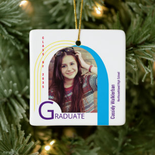 Modern Arch Colorful Photo Graduation Ceramic Ornament