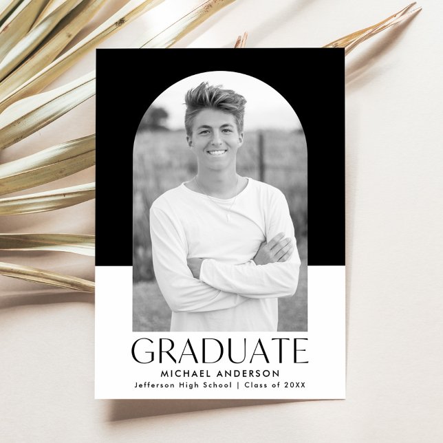 Modern Arch Colour Block Photo Graduation Announcement (Creator Uploaded)