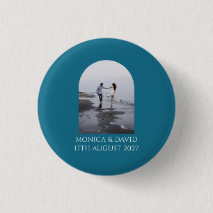 Modern Arch Couple Photo Minimalist Wedding 1 Inch Round Button