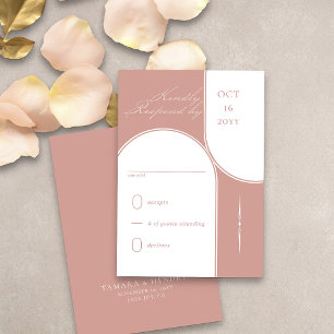 Modern Arch Elegant Calligraphy Rose Gold Wedding RSVP Card