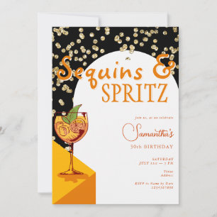 Modern Arch Elegant Sequins Spritz Summer Birthday Invitation