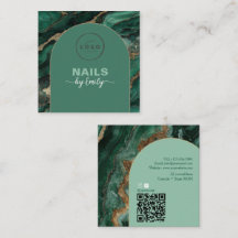 Modern Arch Emerald green and Gold Qr Code Marble 