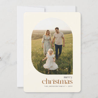 Modern Arch Family Photo Merry Christmas Holiday Card