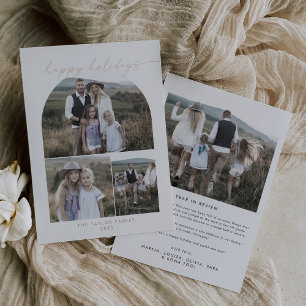 Modern Arch   Foil Photo Collage Family Holiday Card
