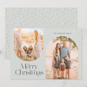 Modern Arch Frame Collage Minimalist Photo Holiday Card