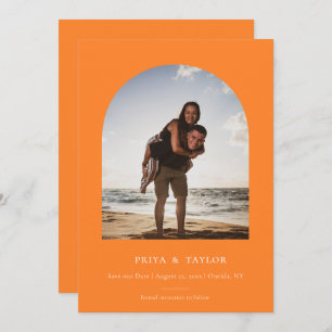 Modern Arch Frame Flat Save The Date Photo Card