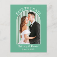 Modern Arch Frame Neo Mint Green Save The Date