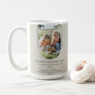 Modern Arch Frame Photo Father's Day   Beige Coffee Mug
