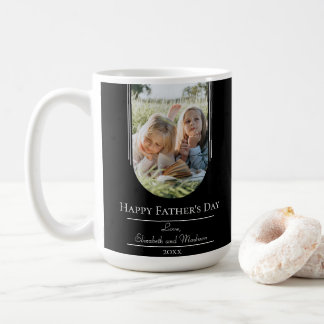 Modern Arch Frame Photo Father's Day | Black Coffee Mug