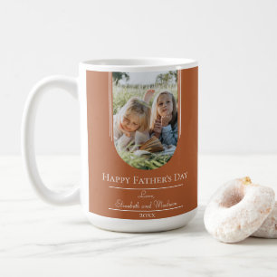 Modern Arch Frame Photo Father's Day Burnt Orange Coffee Mug