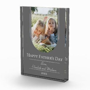 Modern Arch Frame Photo Father's Day Grey Block
