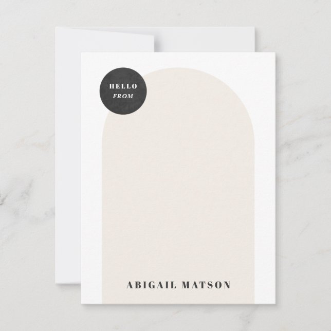 Modern Arch Frame Stationery Note Card - Black (Front)