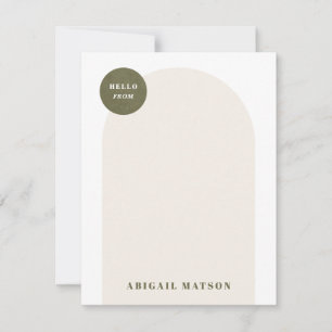 Modern Arch Frame Stationery Note Card - Green