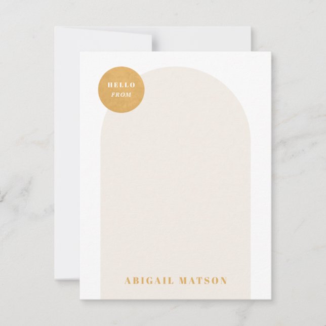 Modern Arch Frame Stationery Note Card - Yellow (Front)