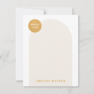 Modern Arch Frame Stationery Note Card - Yellow
