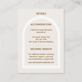 Modern Arch & Gold Glitter Wedding Enclosure Card