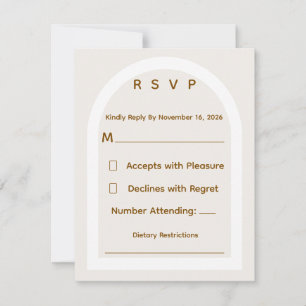 Modern Arch & Gold Glitter Wedding RSVP Card