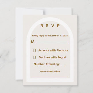 Modern Arch & Gold Glitter Wedding RSVP Card