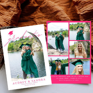 Modern Arch Graduates Double Graduation Party Invitation