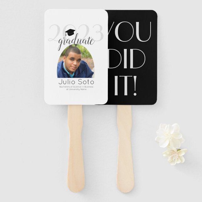  Modern Arch Graduation Typography 2023 Photo  Hand Fan (Front and Back)