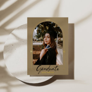 Modern Arch Green Graduation Announcement & Foil 