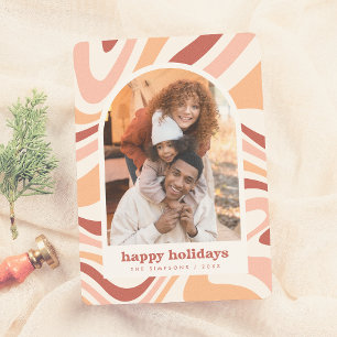 Modern Arch Groovy Christmas Holiday Photo Card