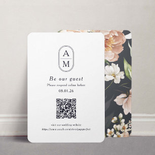 Modern Arch Initials QR Code RSVP cards
