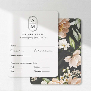 Modern arch initials, RSVP with meal options