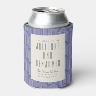 Modern Arch Line Art Periwinkle Custom Wedding Can Cooler