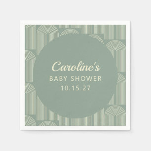 Modern Arch Line Art Sage Green Baby Shower Custom Napkin