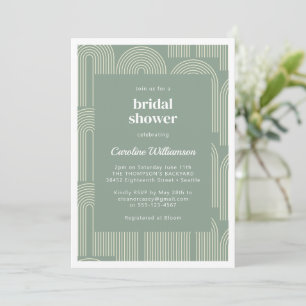 Modern Arch Line Art Sage Green Bridal Shower Invitation