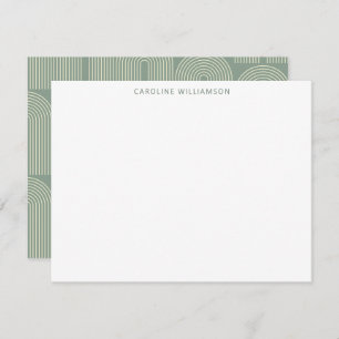 Modern Arch Line Art Sage Personalized Stationery Card