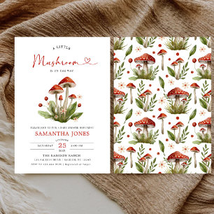 Modern Arch Little Mushroom Baby Shower Invitation