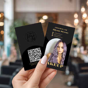 Modern arch makeup black gold photo qr code logo business card