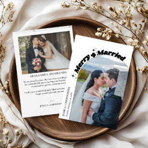 Modern Arch Merry & Married Christmas Elopement Holiday Card