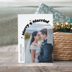 Modern Arch  Merry & Married  Christmas Wedding Holiday Card
